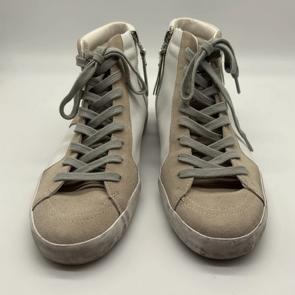 Sam Edelman Avon High-Top Leather & Suede Sneakers in White Size 8.5